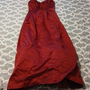 David's Bridal Strapless Red Dress